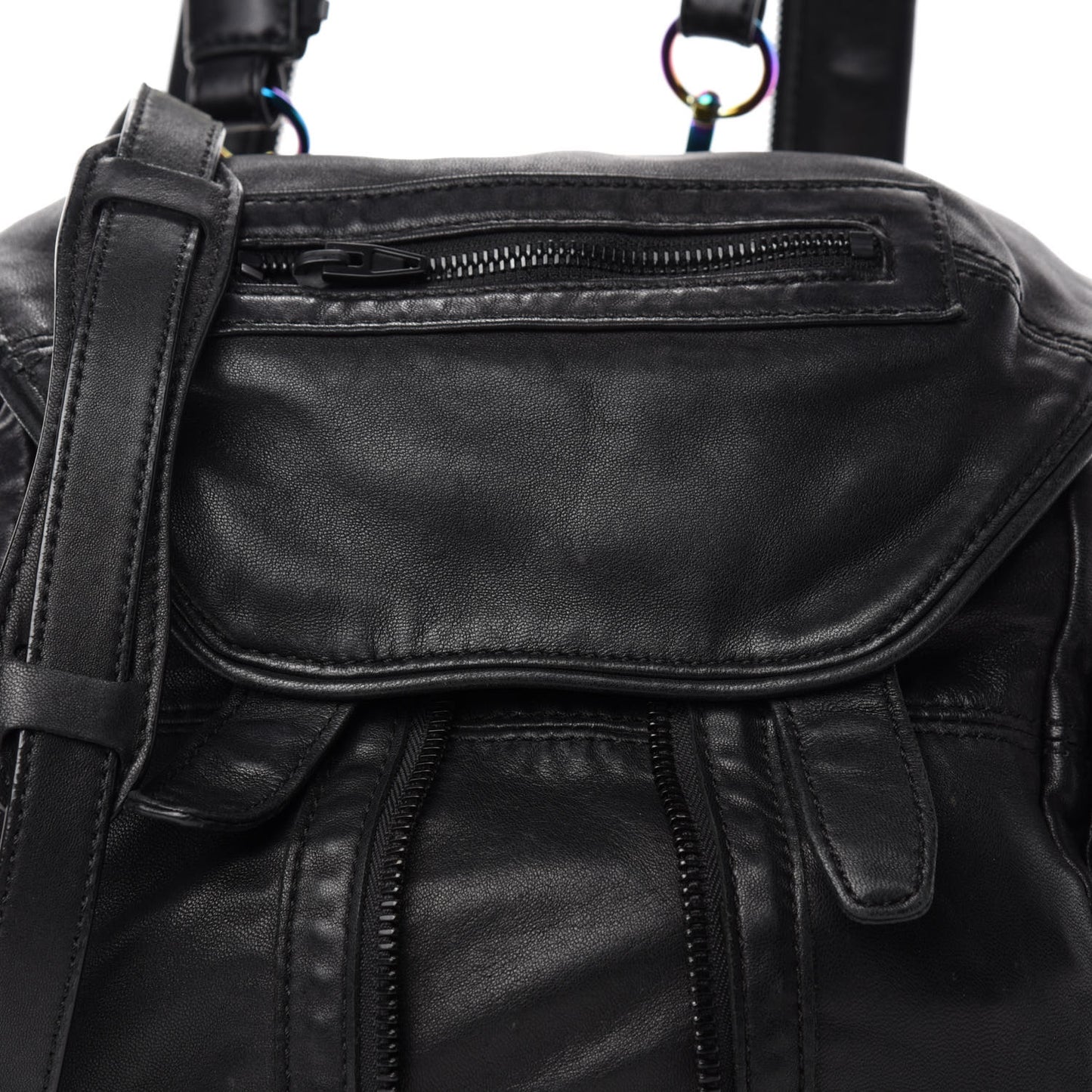 Lambskin Mini Marti Backpack Washed Black Rhodium Hardware
