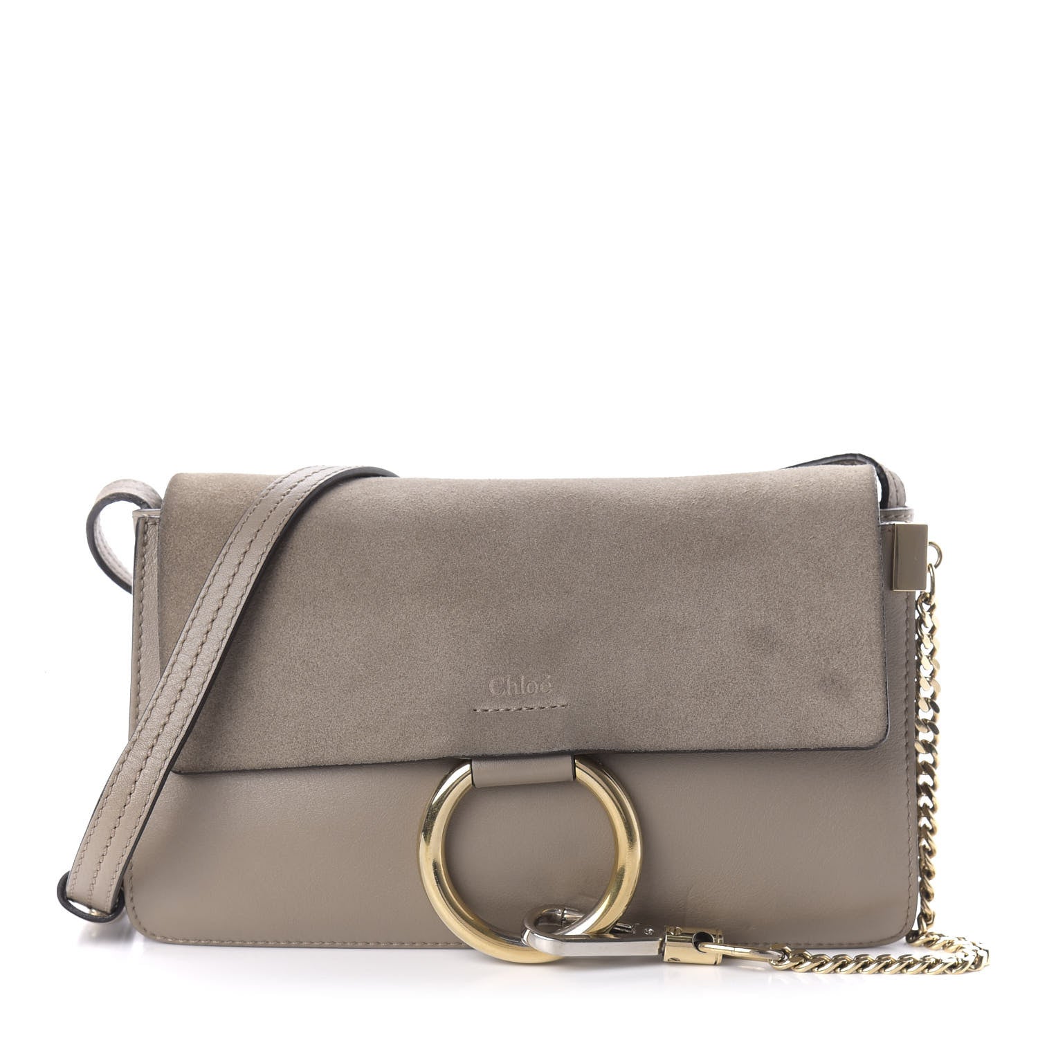 Chloe Suede Calfskin Small Faye Shoulder Bag Motty Grey 1 of 10