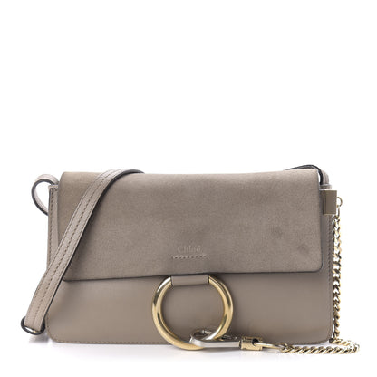 Chloe Suede Calfskin Small Faye Shoulder Bag Motty Grey 1 of 10