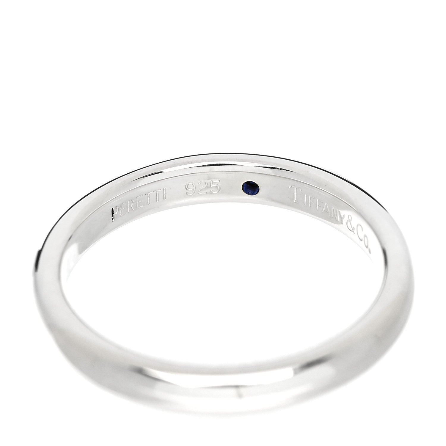 Tiffany Sterling Silver Blue Sapphire Elsa Peretti Band Ring 50 5.5 4 of 5