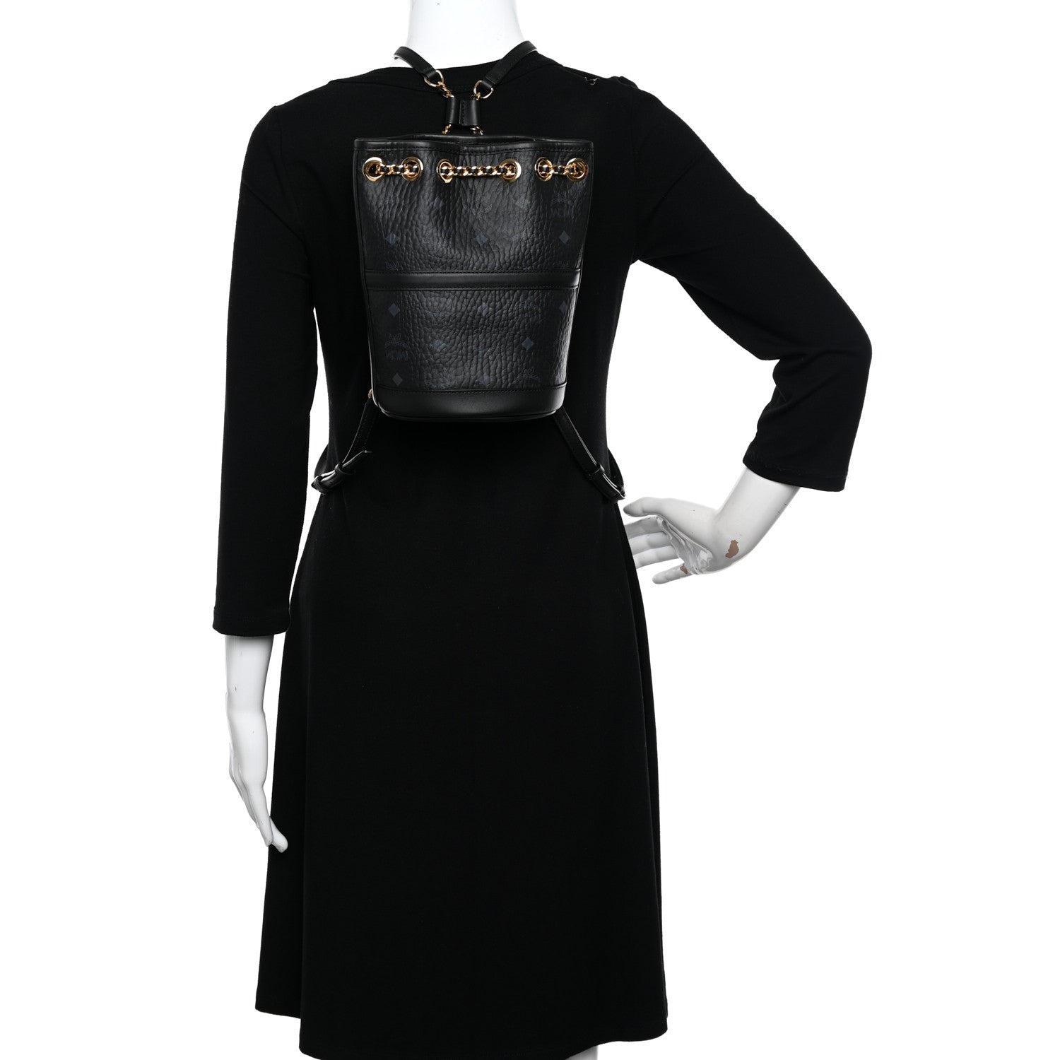 MCM Visetos Aren Mini Chain Backpack Black 2 of 9