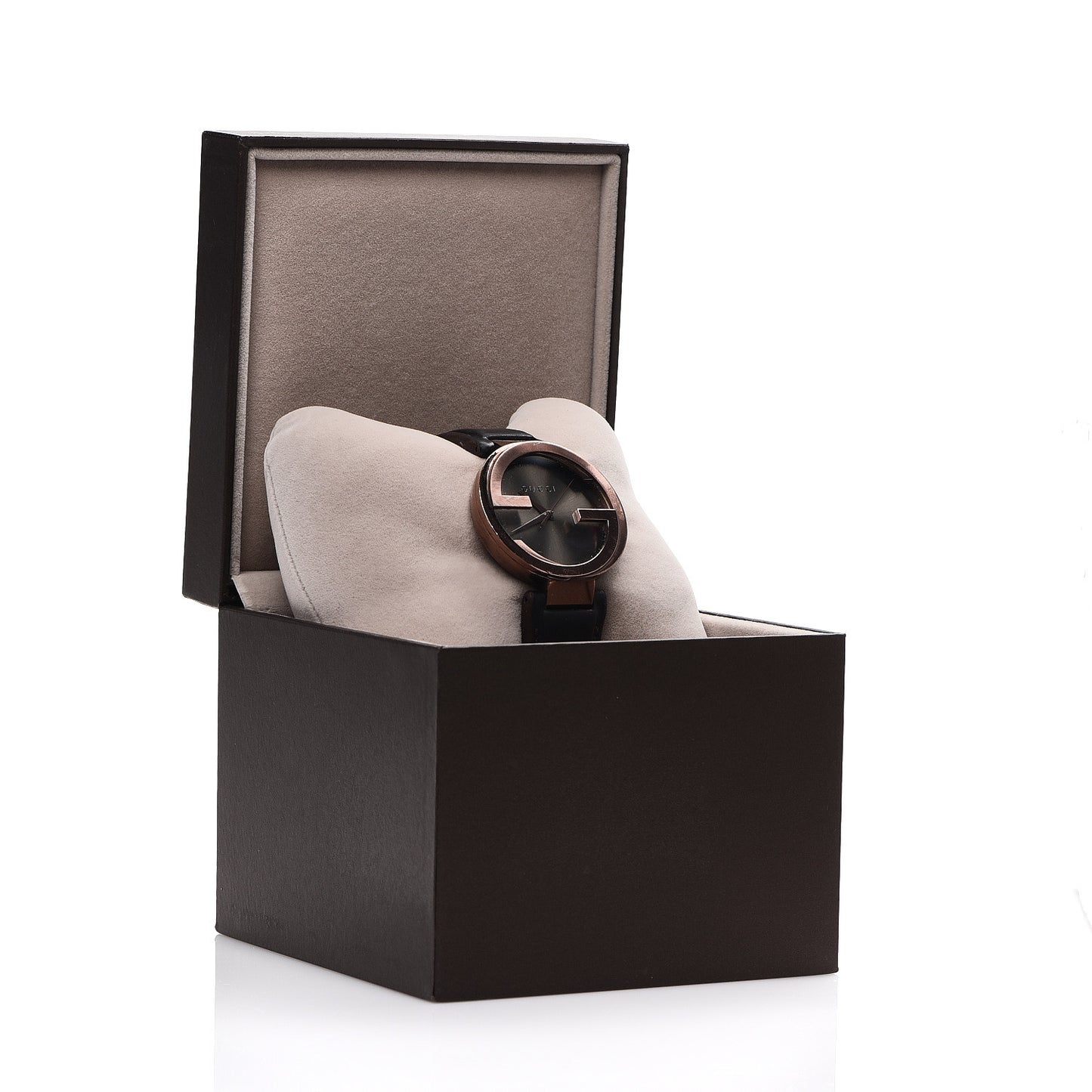 Stainless Steel Calfskin 37mm Interlocking G Quartz Watch Brown