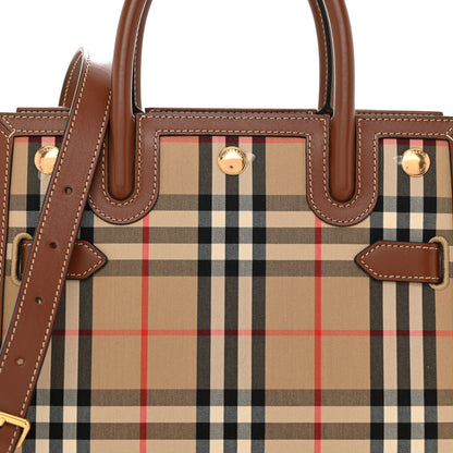 Burberry Calfskin Vintage Check Mini Two Handle Title Bag Archive Beige 8 of 10