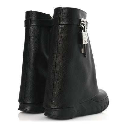 Givenchy Grained Calfskin Shark Lock Biker Ankle Boots 38 Black 5 of 13