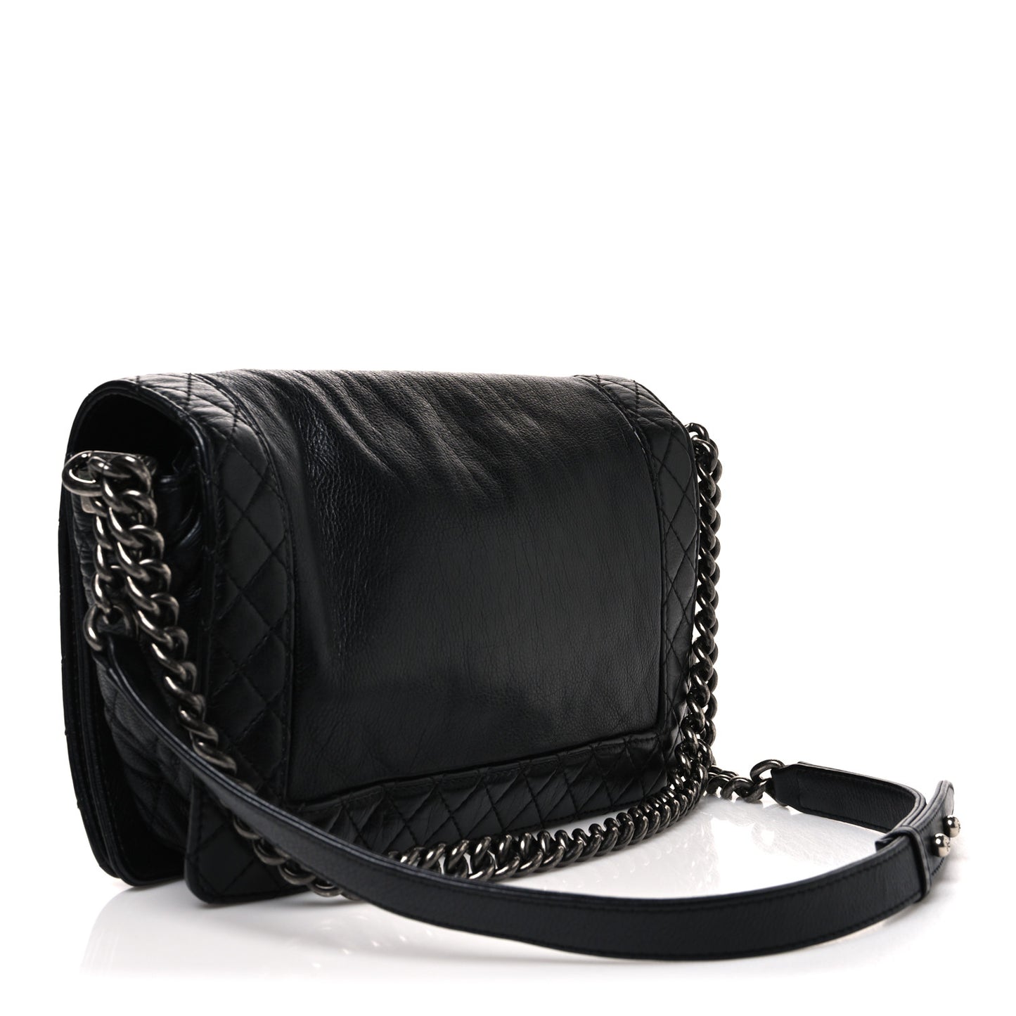 Calfskin New Medium Boy Reverso Flap Black