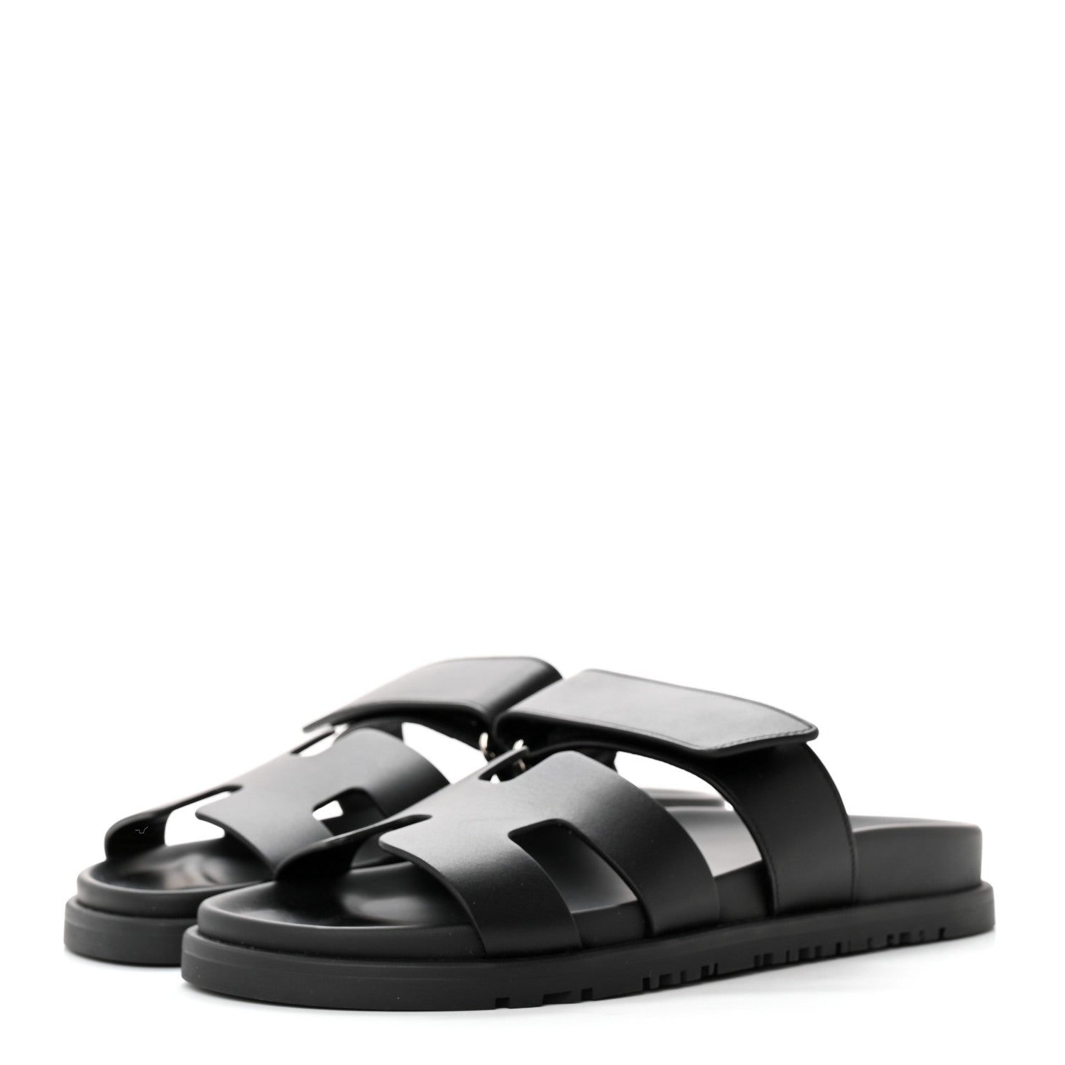 Hermes Calfskin Womens Chypre Sandals 35.5 Black 3 of 8