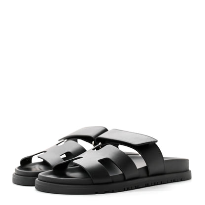 Hermes Calfskin Womens Chypre Sandals 35.5 Black 3 of 8