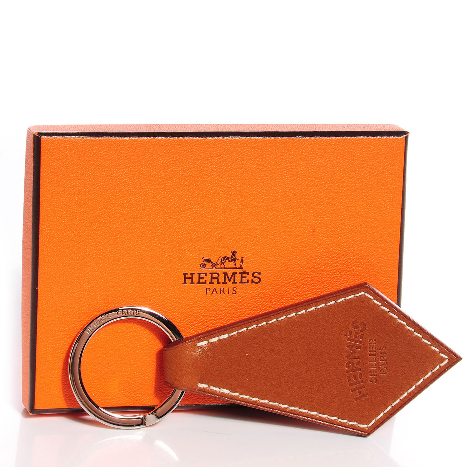 Hermes Fauve Barenia and Palladium Key Ring 5 of 5