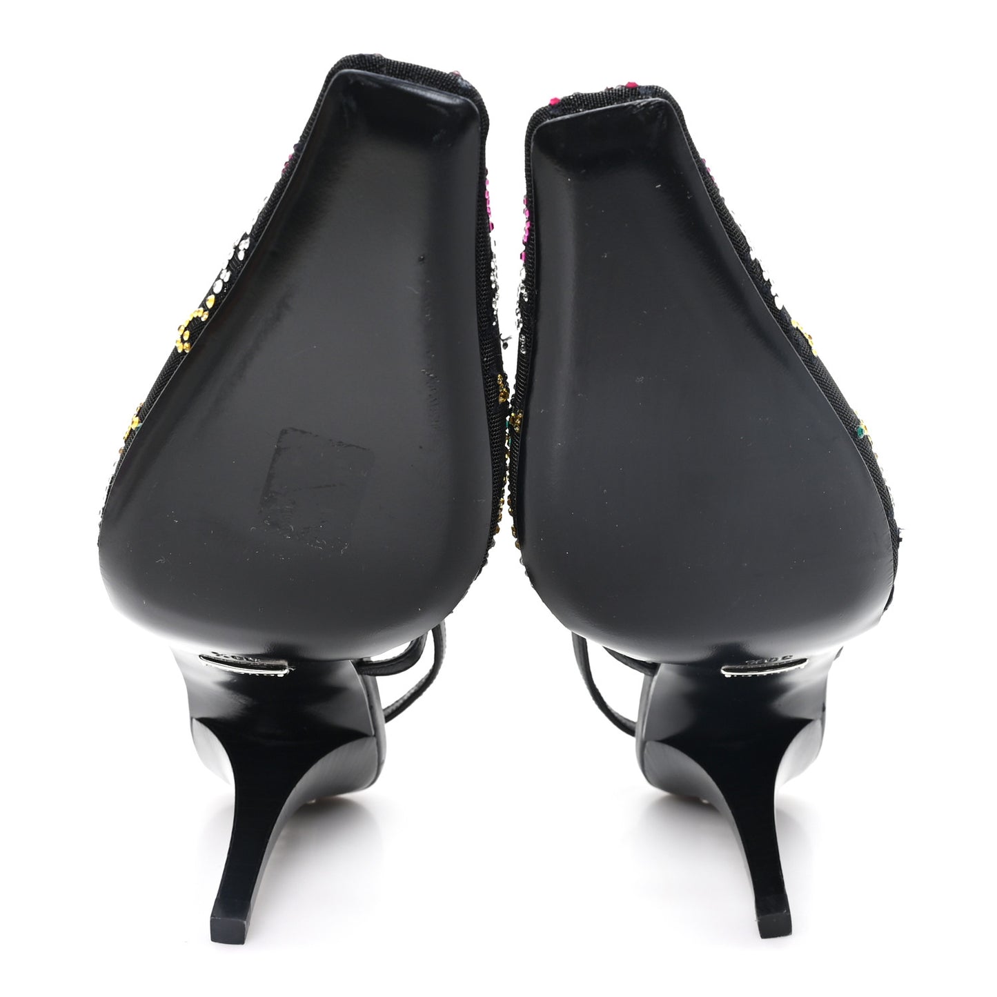 Tela Retino Nappa Charlotte Crystal GG Monogram Square G 75mm Slingback Pumps 39.5 Black