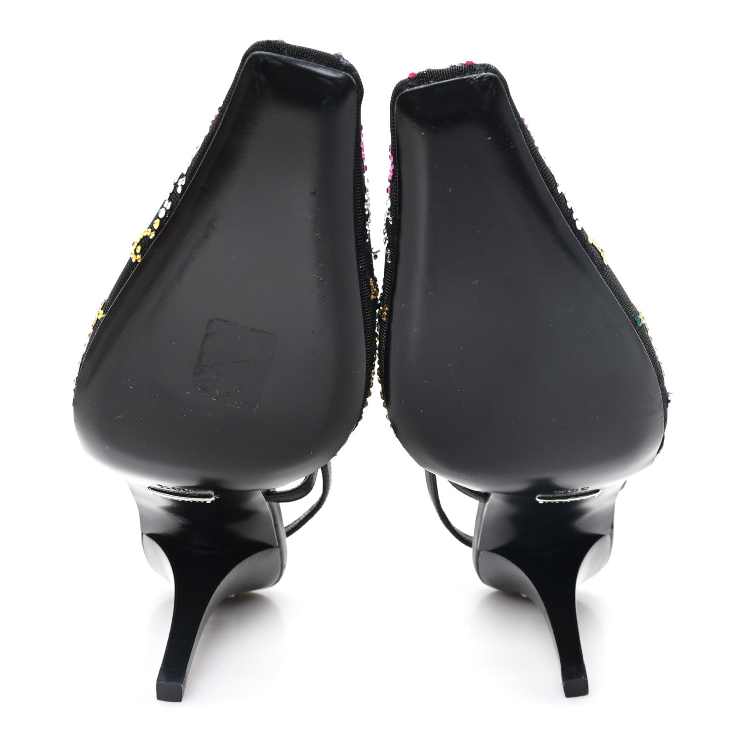 Gucci Tela Retino Nappa Charlotte Crystal GG Monogram Square G 75mm Slingback Pumps 39.5 Black 6 of 9
