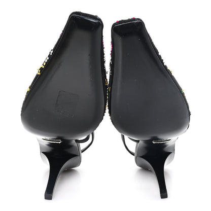 Gucci Tela Retino Nappa Charlotte Crystal GG Monogram Square G 75mm Slingback Pumps 39.5 Black 6 of 9