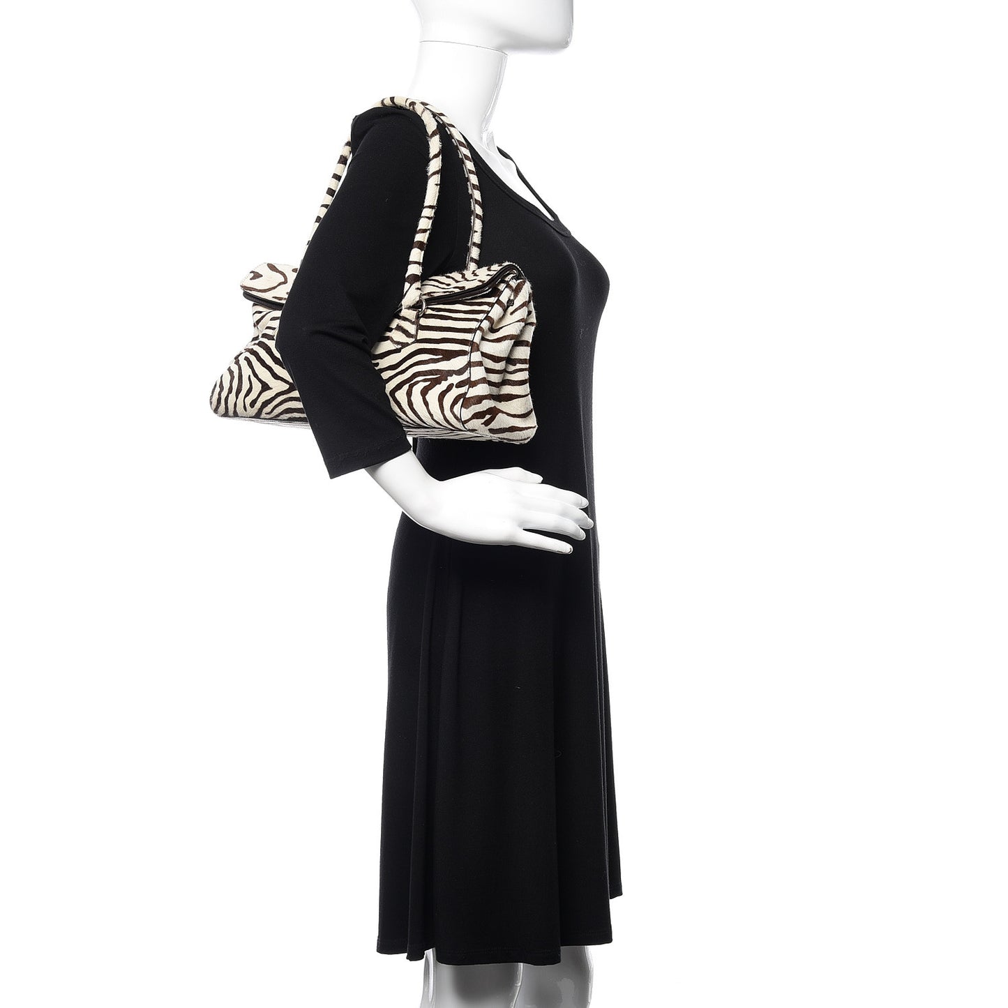 Calf Hair Zebra Print Easy Foldover Pushlock Satchel White Moro