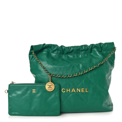 Chanel Shiny Calfskin Quilted Chanel 22 Green 1 of 10