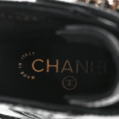 Chanel Shiny Goatskin Calfskin Quilted Lace Up Combat Boots 40 Black 7 of 8