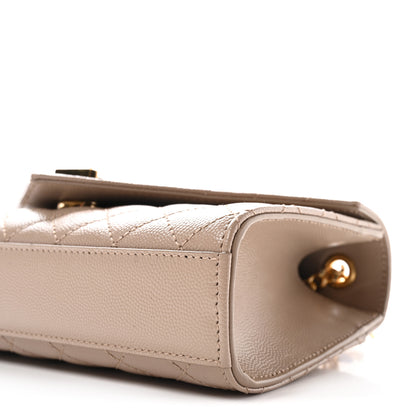 Saint Laurent Grain De Poudre Textured Mixed Matelasse Triquilt Small Monogram Satchel Dark Beige 9 of 9