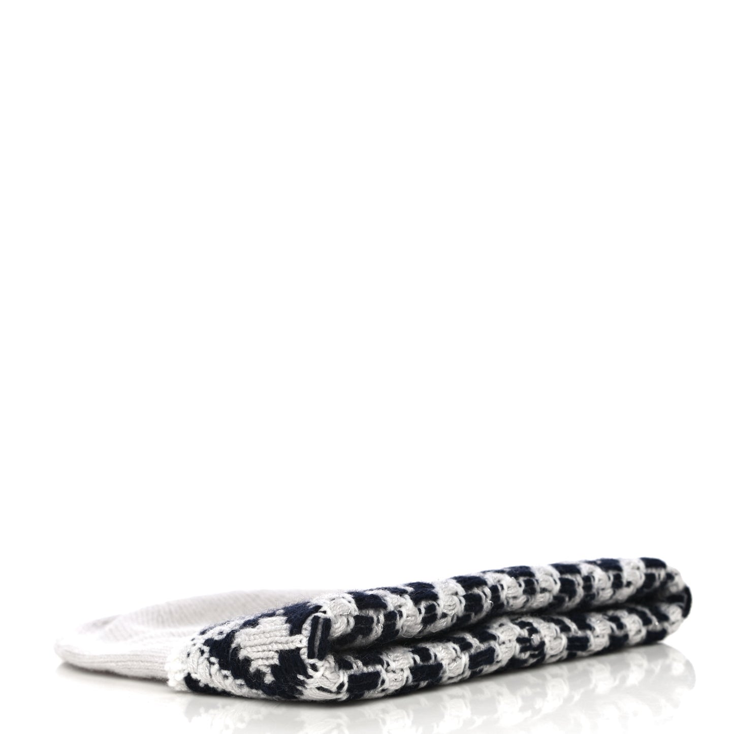 Cashmere Blend CC Beanie Hat White Navy Blue