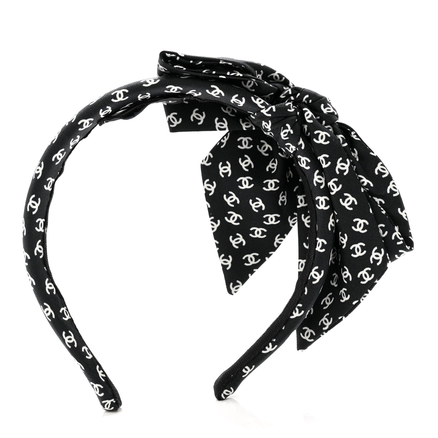 Grosgrain CC Bow Headband Black White