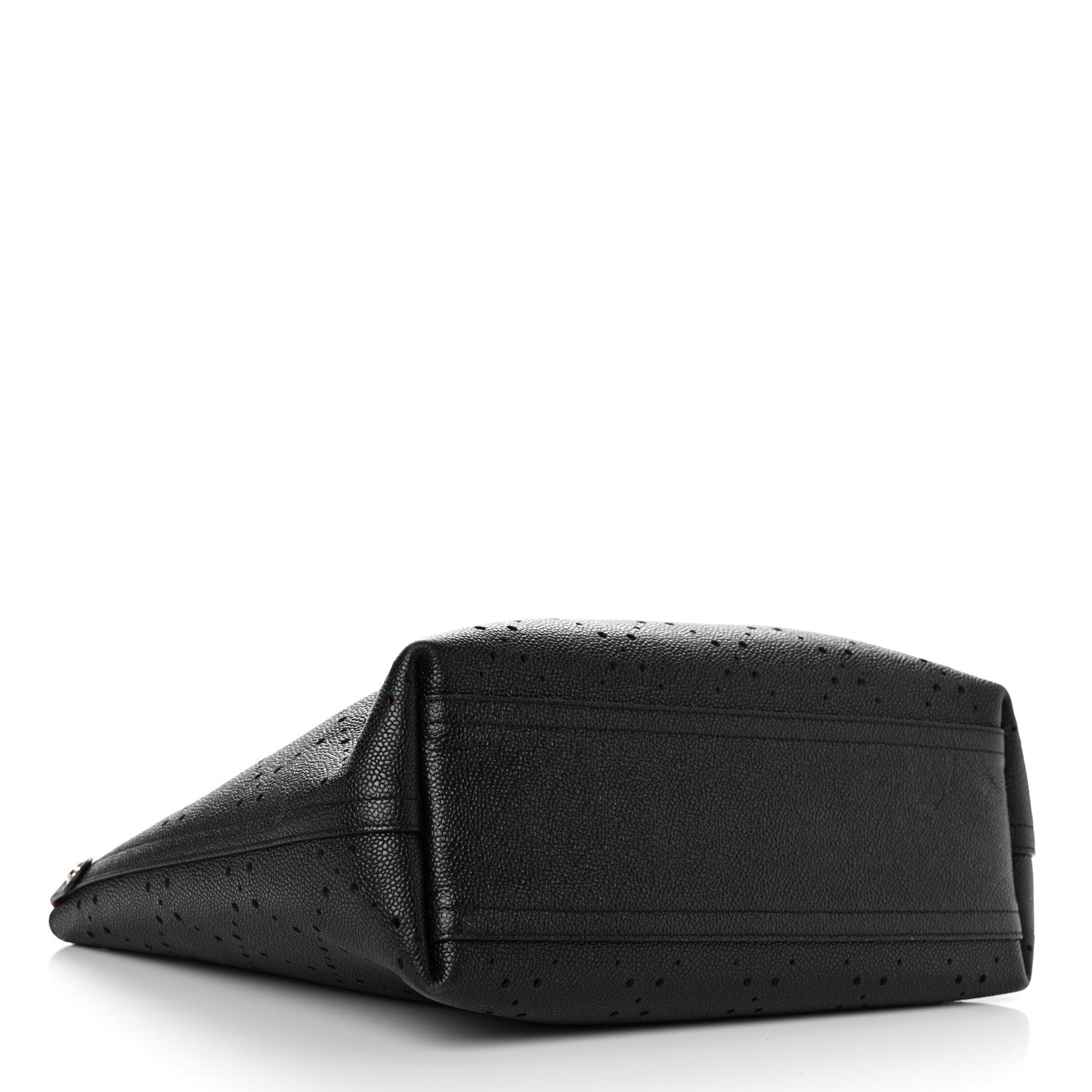 Chanel Perforated Grained Calfskin Small Shopping Tote Black 5 of 12