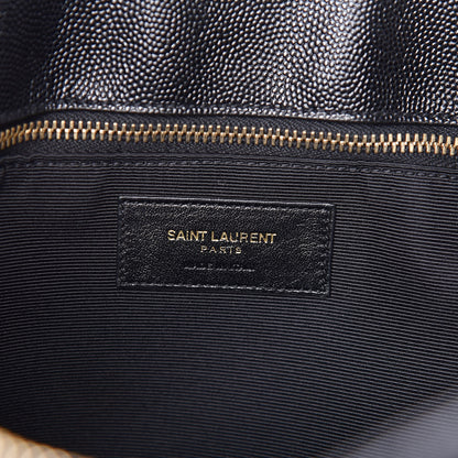 Saint Laurent Grain De Poudre Matelasse Chevron Monogram Shopping Bag Black 6 of 11