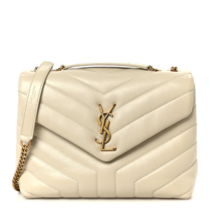 Saint Laurent Calfskin Y Quilted Monogram Small Loulou Chain Satchel Crema Soft 1 of 11