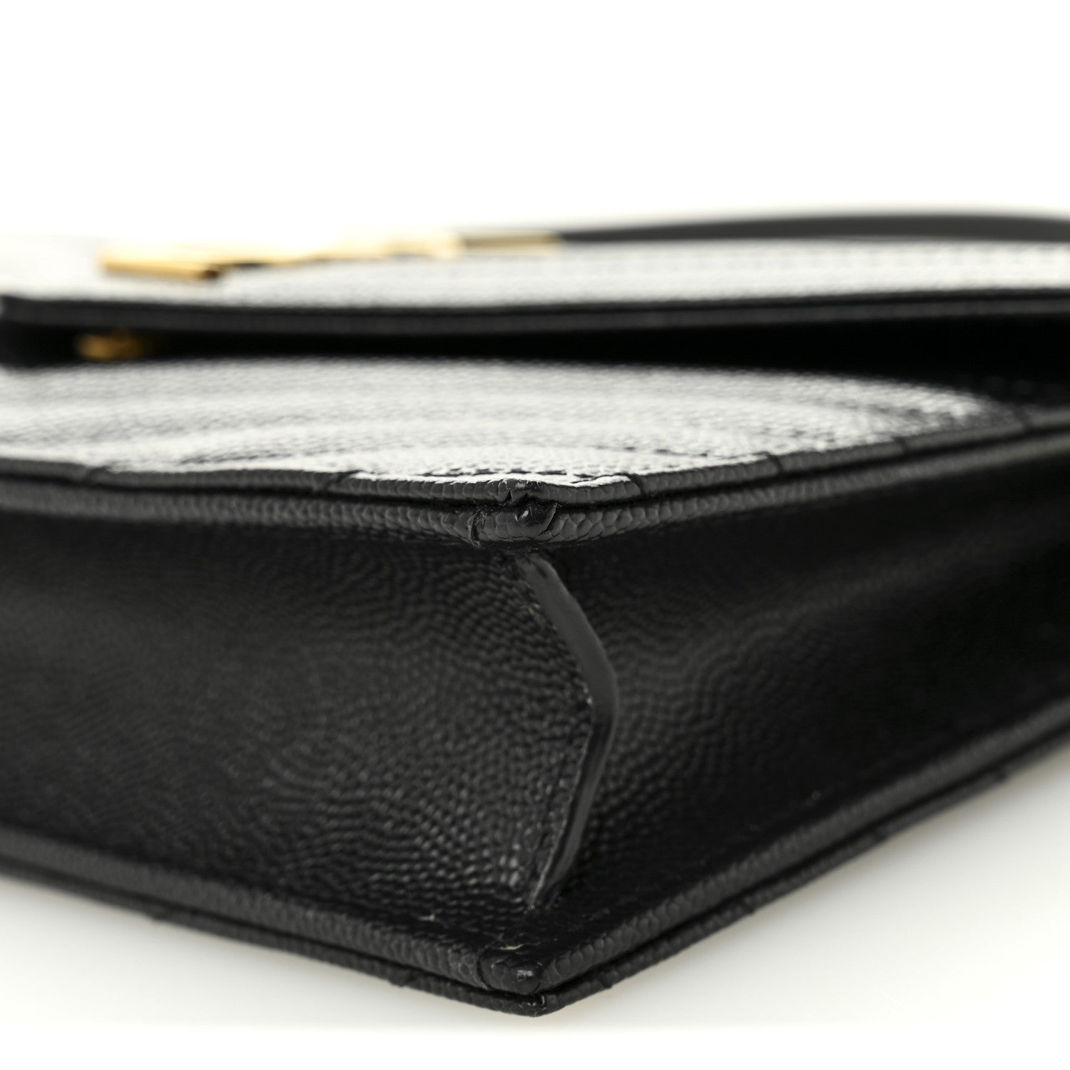 Saint Laurent Grain De Poudre Matelasse Chevron Monogram Envelope Chain Wallet Black 10 of 11