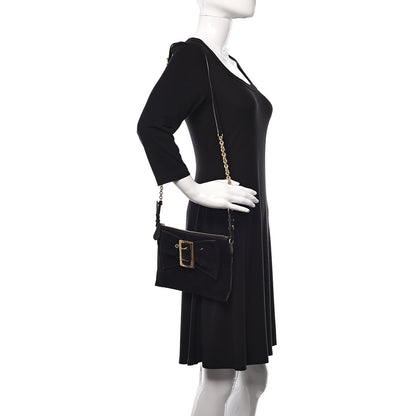 Burberry Suede Bow Buckle Crossbody Bag Black 2 of 9