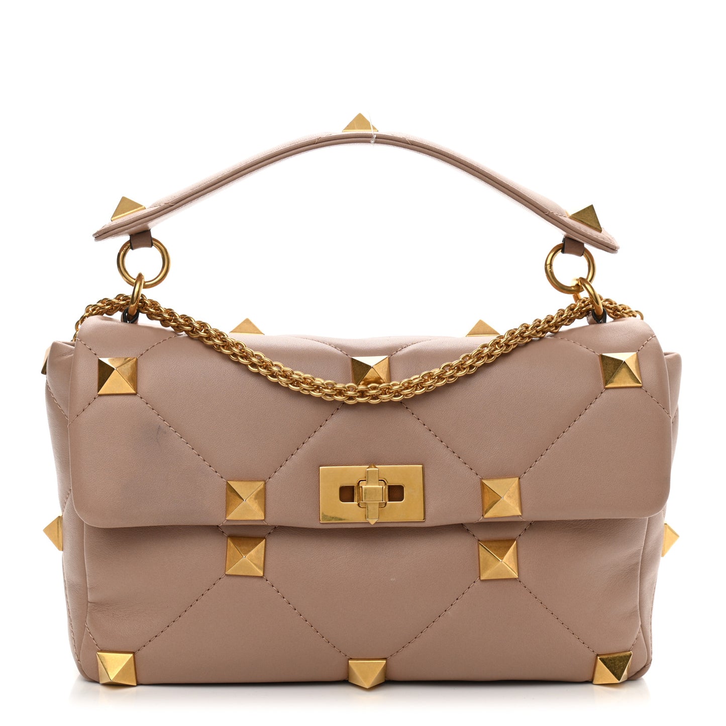 Nappa Large Roman Stud Shoulder Bag Rose Cannelle