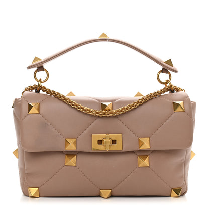Valentino Garavani Nappa Large Roman Stud Shoulder Bag Rose Cannelle 1 of 11