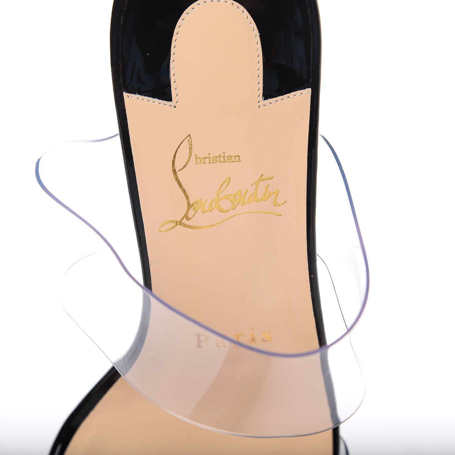 Christian Louboutin Patent PVC Just Nothing 85 Slide Sandals 36.5 Black 6 of 8