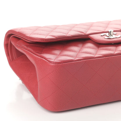 Chanel Caviar Quilted Jumbo Double Flap Red 9 of 10
