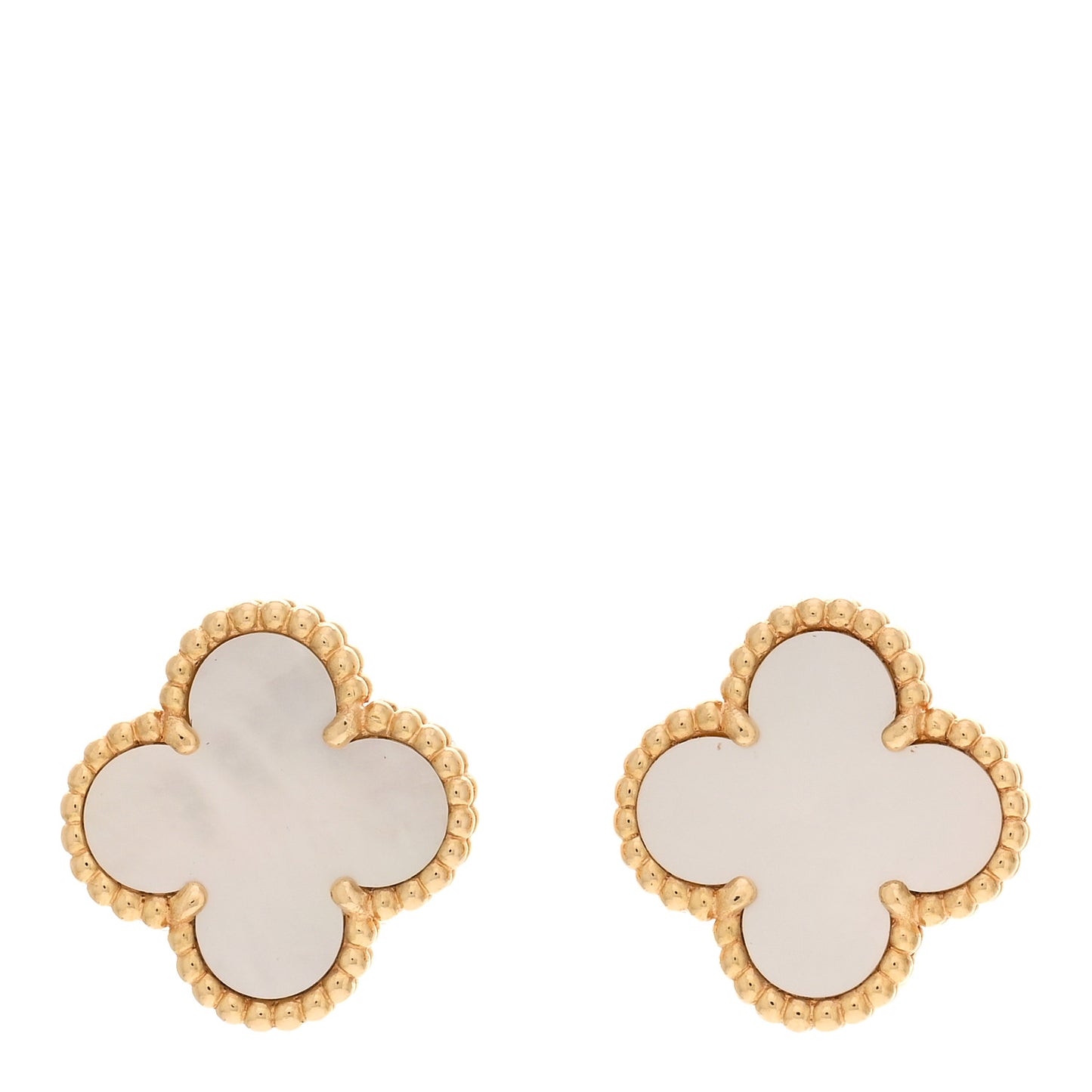 18K Yellow Gold Mother of Pearl Vintage Alhambra Earrings
