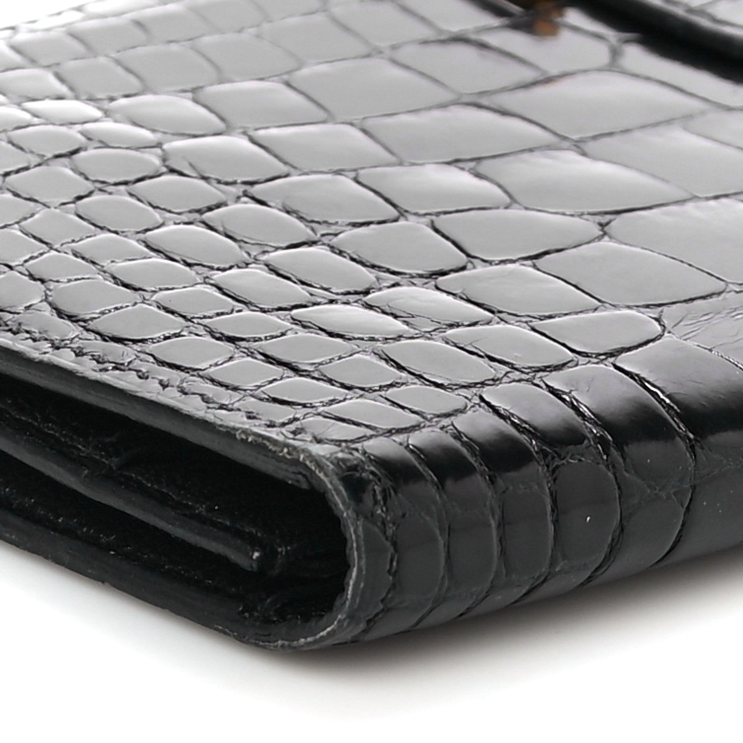 Hermes Shiny Alligator Bearn Wallet Black 8 of 12