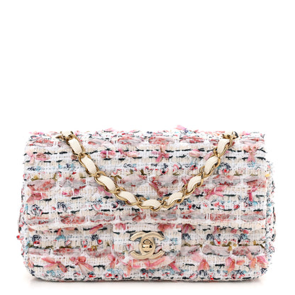 Chanel Tweed Quilted Mini Rectangular Flap Ecru Pink Blue Green 1 of 11