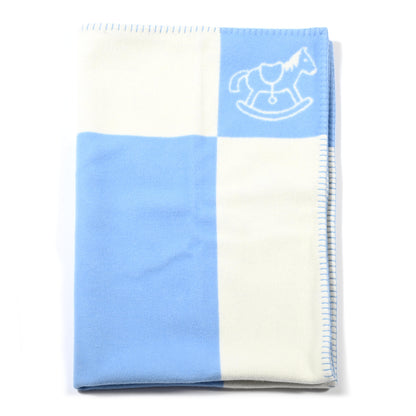 Hermes Wool Cashmere Adada Avalon Baby Blanket Blue Glacier 1 of 3