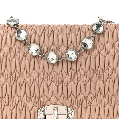 Miu Miu Nappa Matelasse Crystal Flap Clutch Cammeo 9 of 11