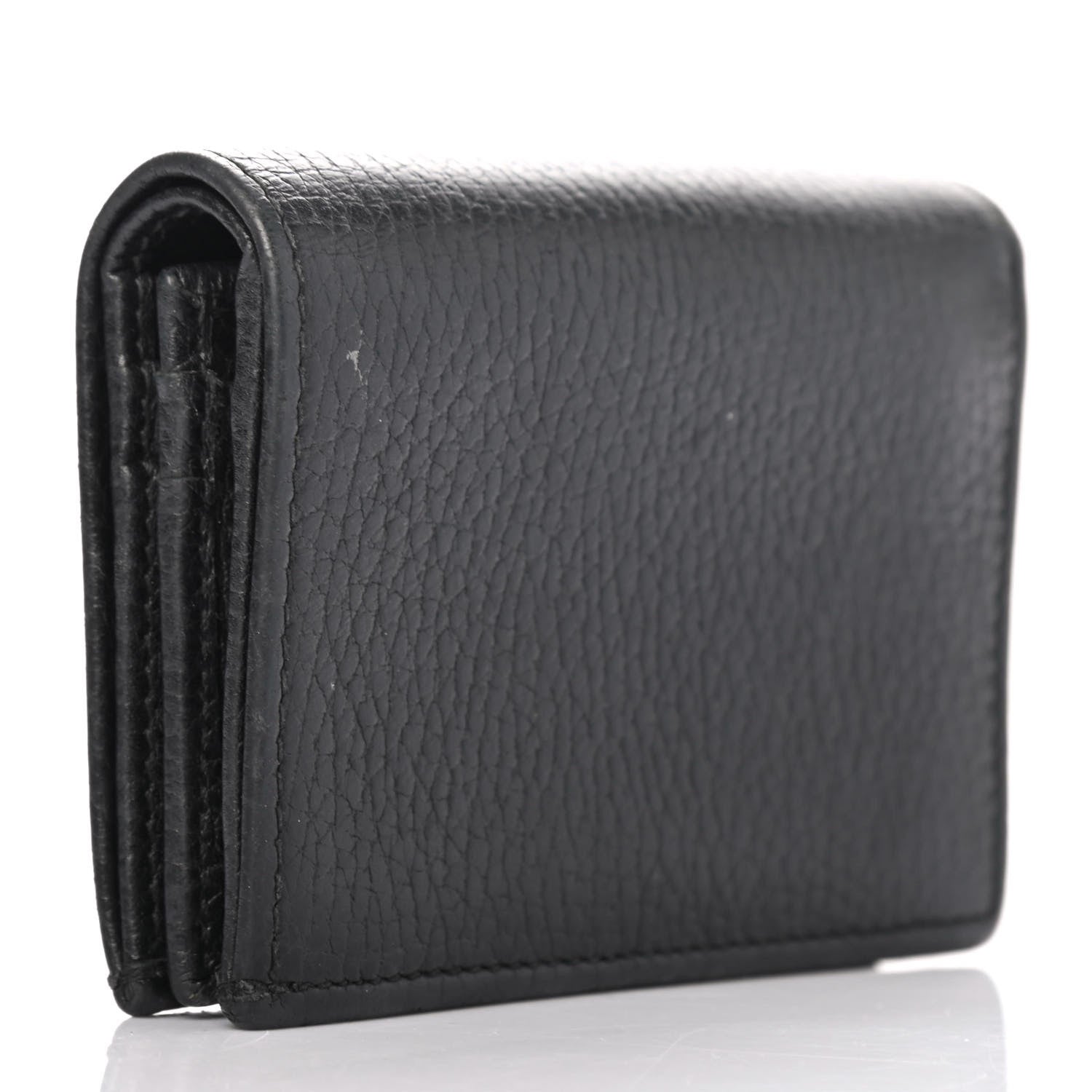 Gucci Pebbled Calfskin GG Marmont Card Case Black 2 of 4