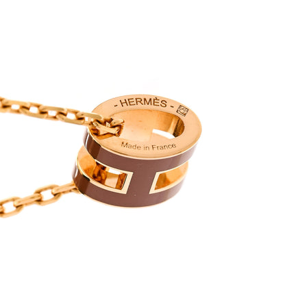 Hermes Lacquered Gold Mini Pop H Pendant Necklace New Gold 5 of 8