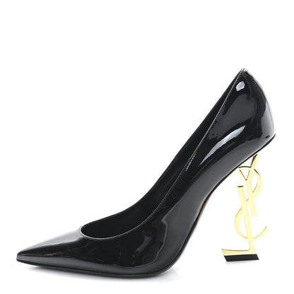 Saint Laurent Vernice Chiffon Opyum 110 Pumps  37.5 Black Gold 1 of 11