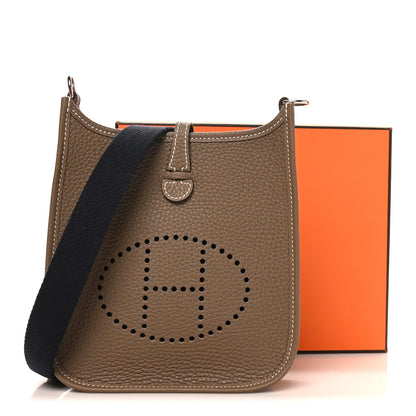 Hermes Taurillon Clemence Amazone Evelyne TPM Etoupe Bleu Indigo 11 of 11