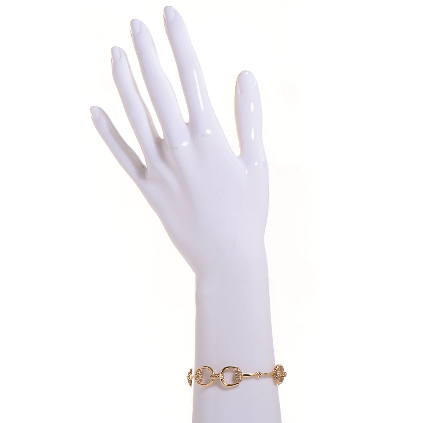 18K Yellow Gold Diamond Pave Horsebit Bracelet