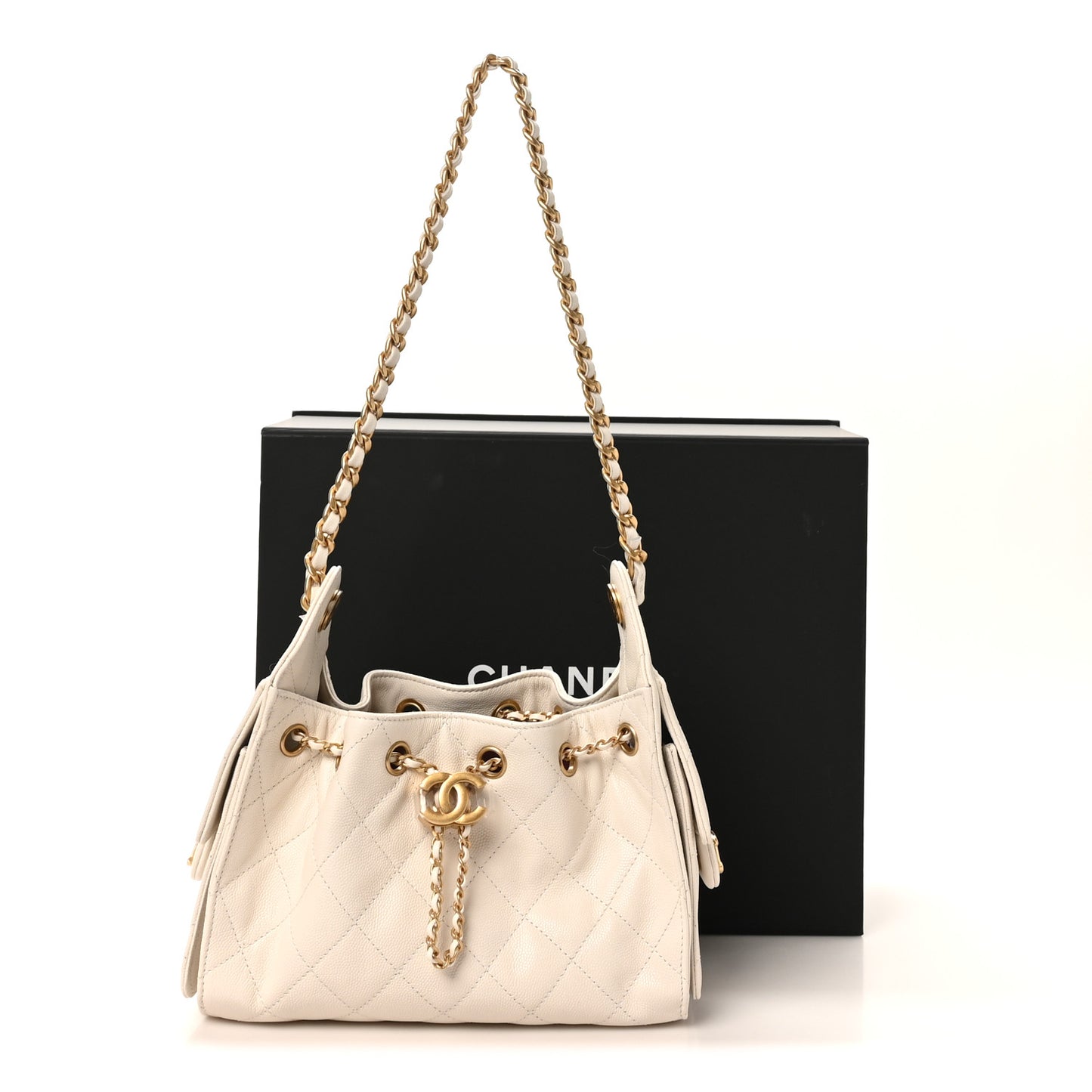 Caviar Quilted Mini Chanel 25 Handbag White