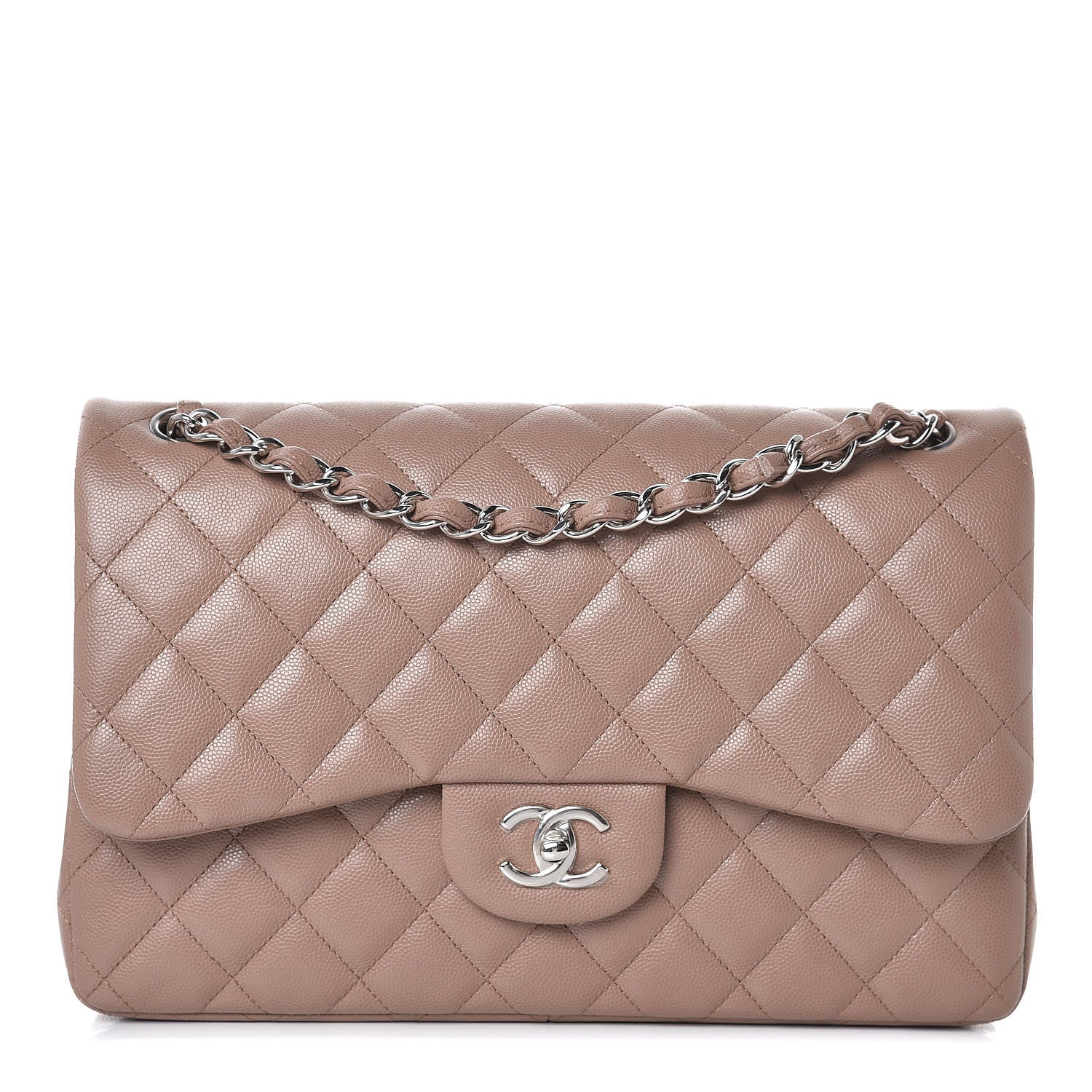 Chanel Caviar Quilted Jumbo Double Flap Dark Beige 1 of 9