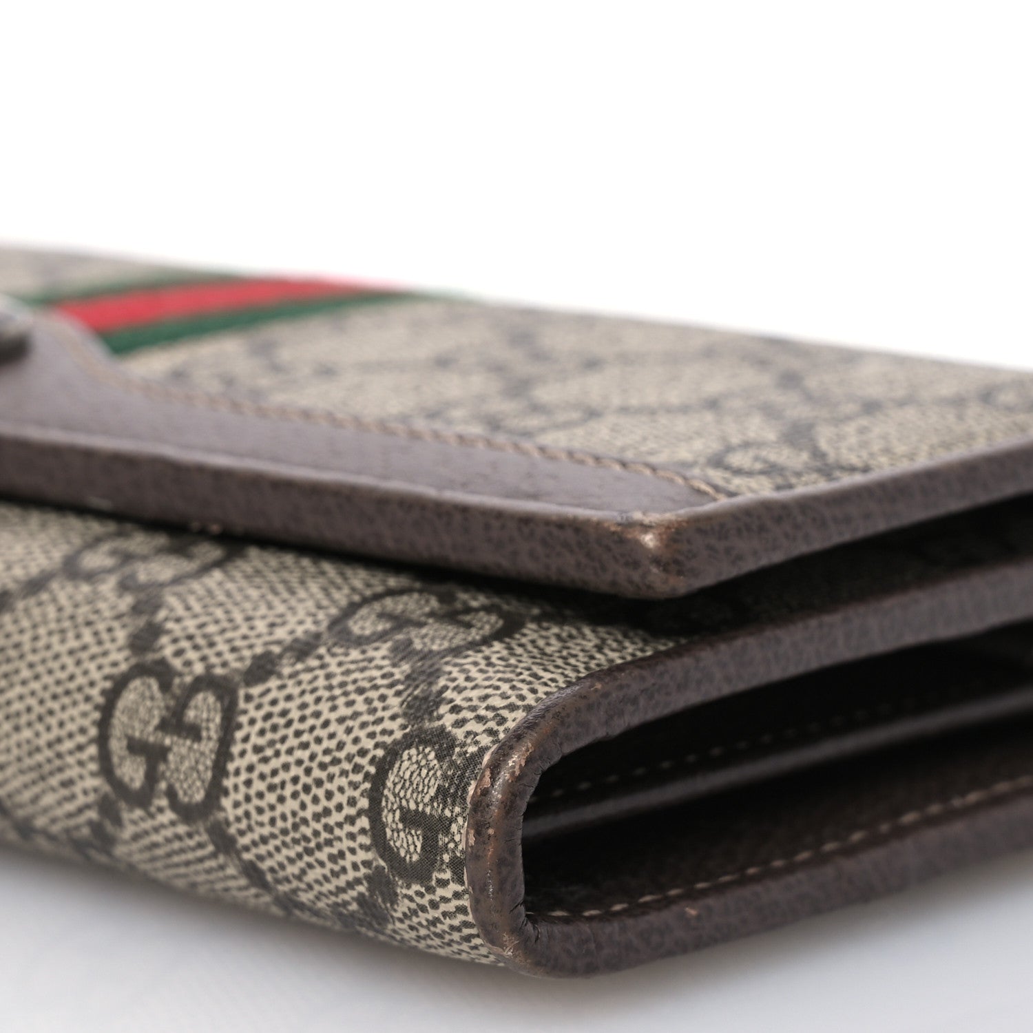 Gucci GG Supreme Monogram Web Ophidia Wallet On Chain Brown 13 of 19