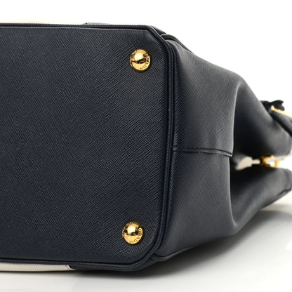Prada Saffiano Lux Colorblock Medium Galleria Double Zip Tote Talco Baltico 10 of 10