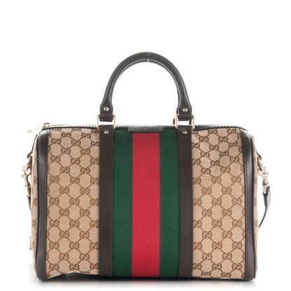 Gucci Monogram Vintage Web Medium Boston Dark Brown 1 of 8