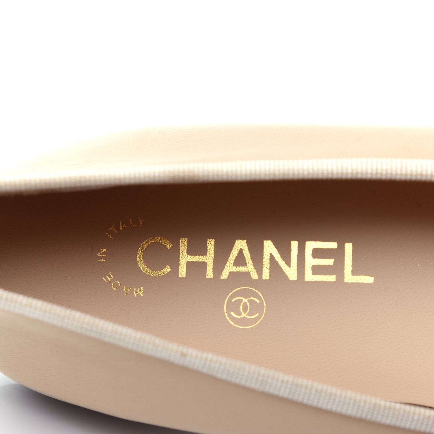 Lambskin Cap Toe CC Ballerina Flats 40 Beige Black