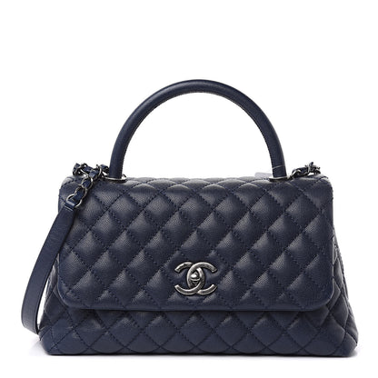 Chanel Caviar Quilted Small Coco Handle Flap Navy 1 of 10