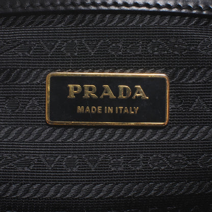 Prada Leather Logo Bowling Bag Black 6 of 7