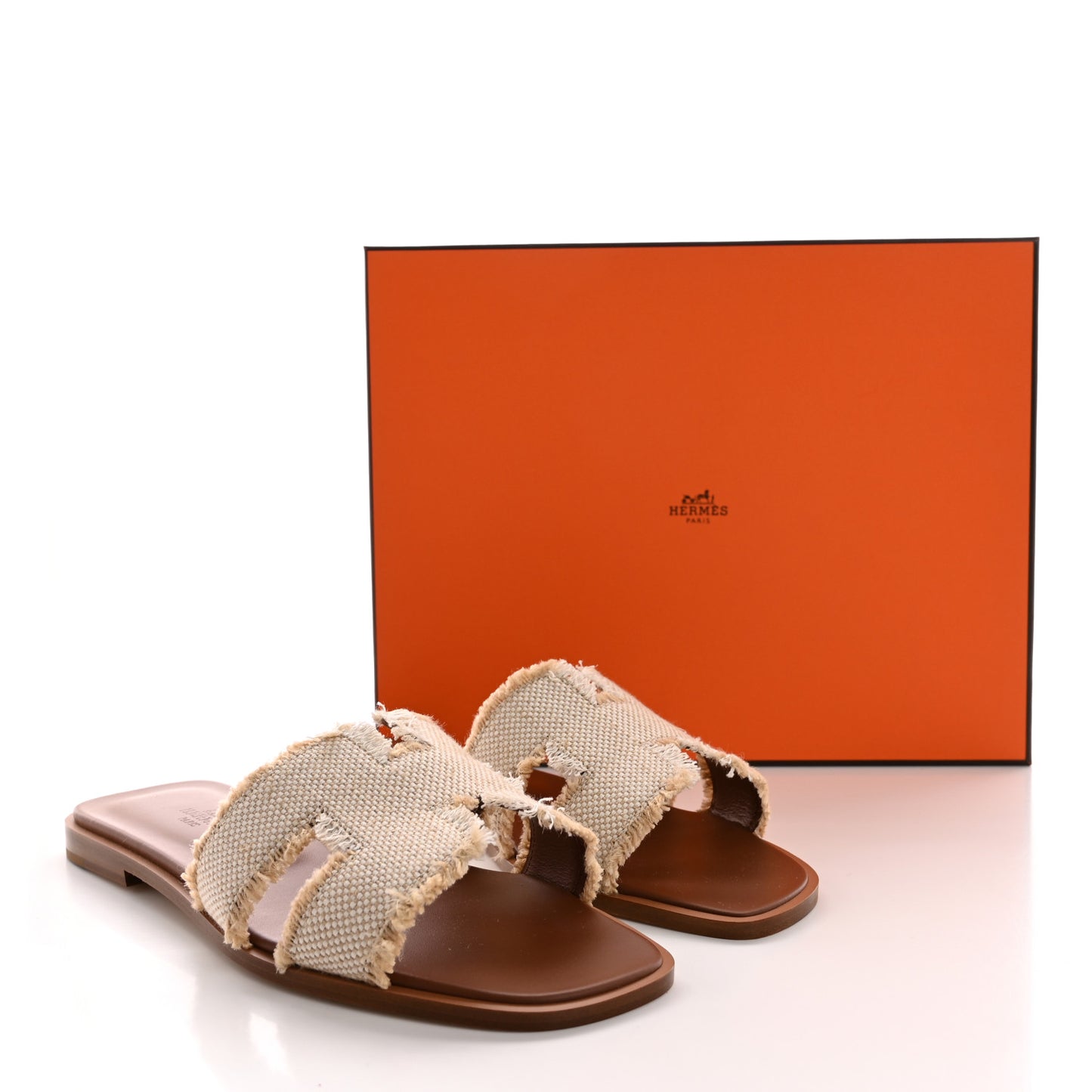 Linen Canvas Fringe Oran Sandals 37.5 Beige