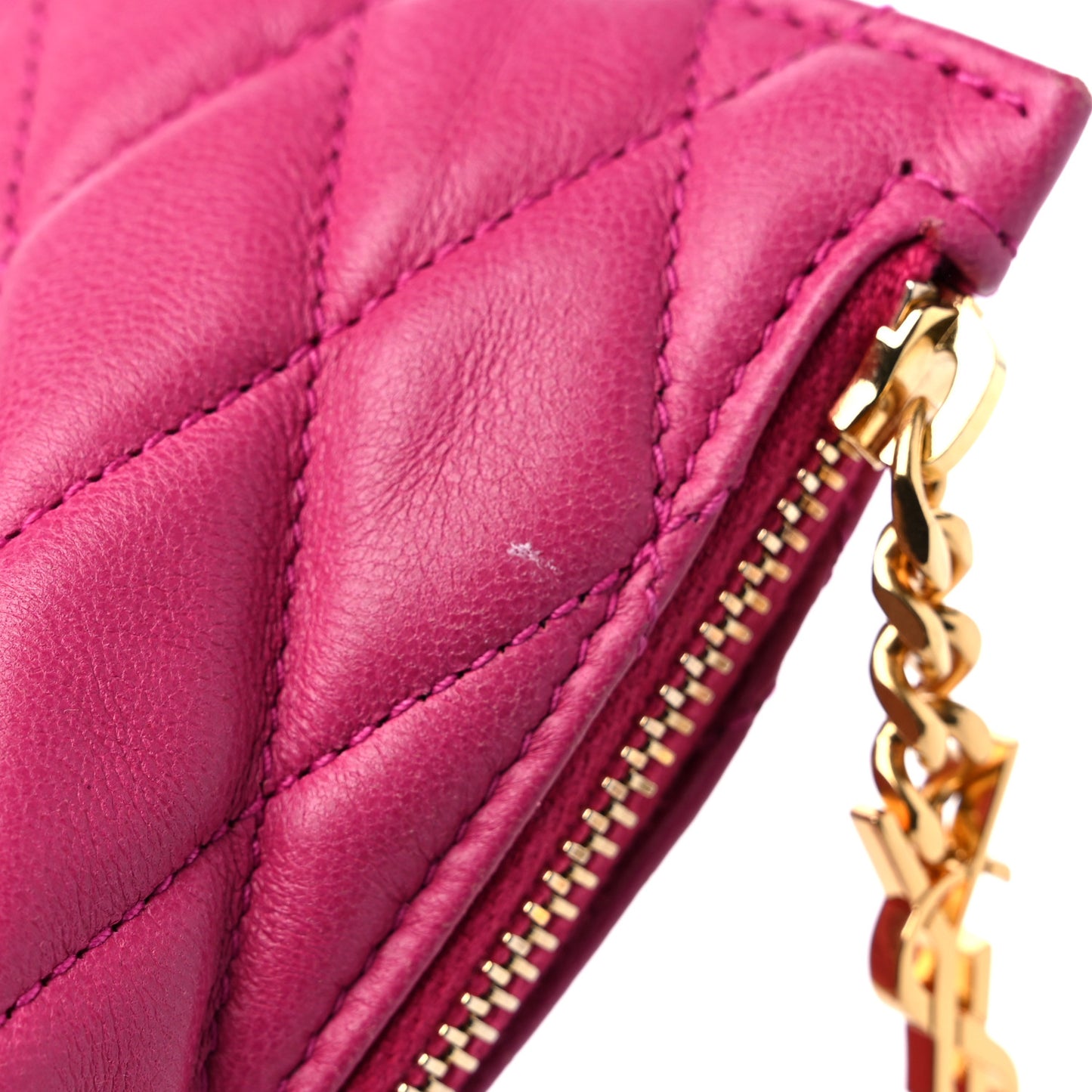 Lambskin Quilted Berlingo Bag Charm Fuchsia